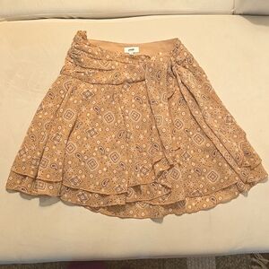 Aerie Skirt | NWT Boho Paisley Print Wrap Around Mini with Tie XS Tan Brown